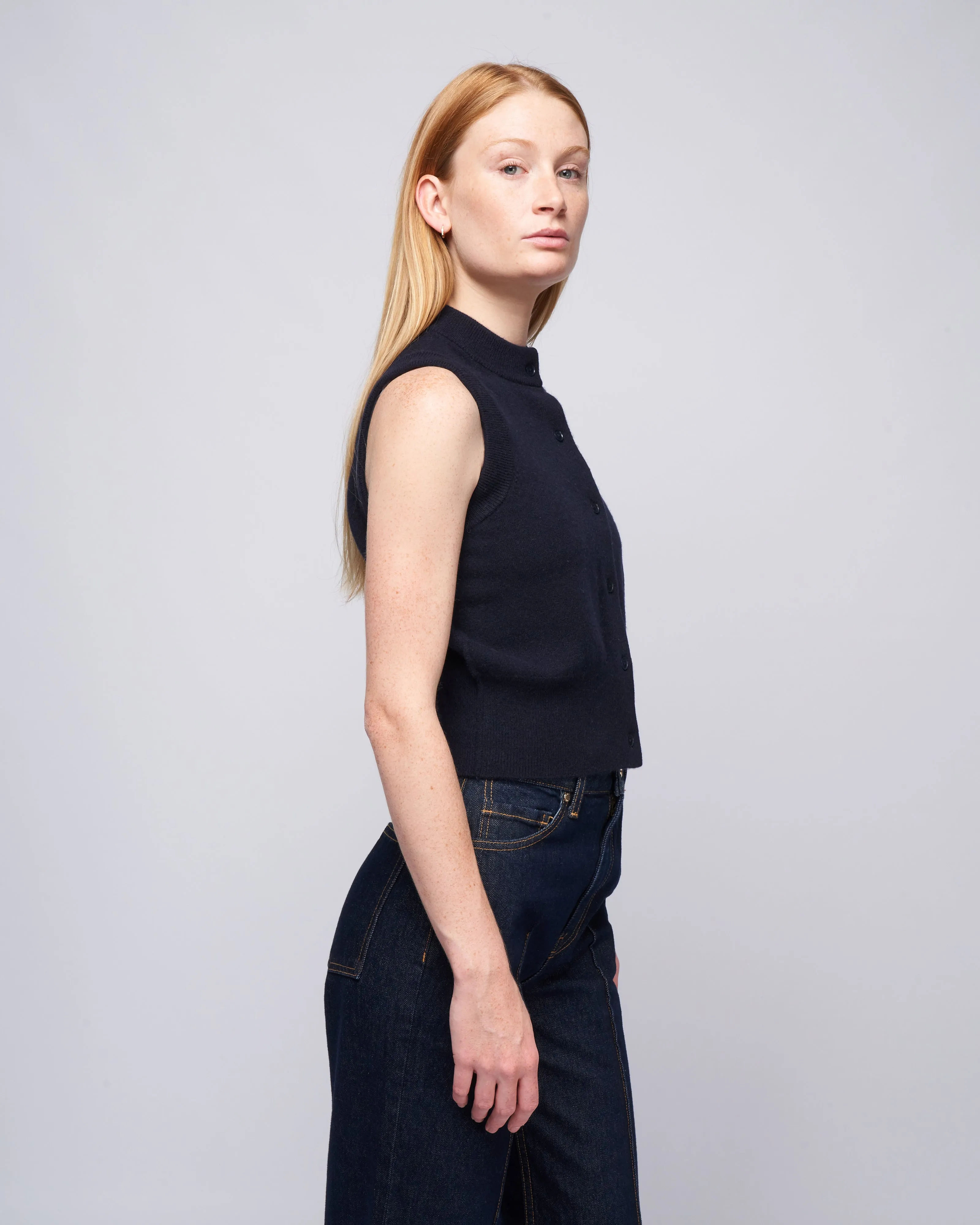 corset fitted vest - navy