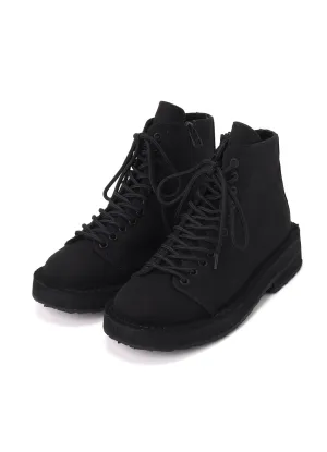 COTTON CANVAS LACE-UP BIKER BOOTS