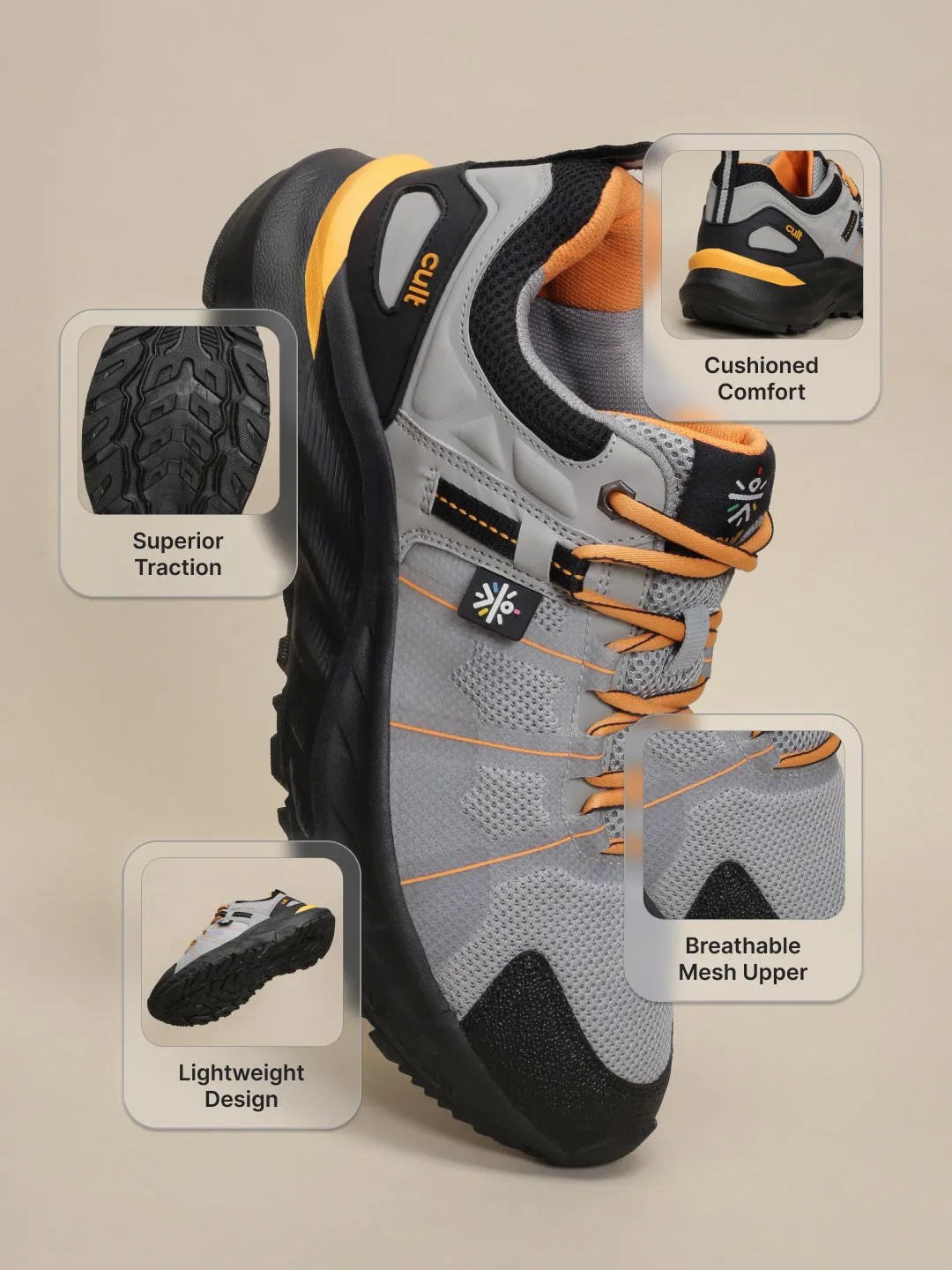 cult Men's TurboTrail Outdoor Shoes - L.Grey/Black