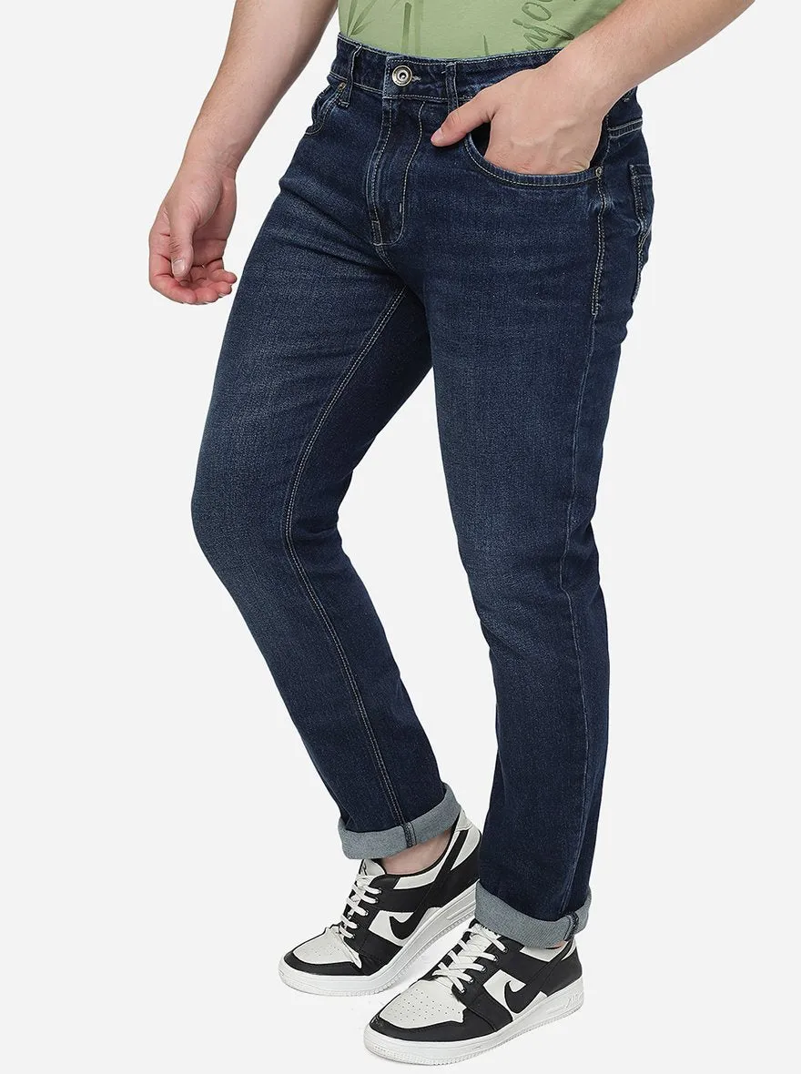 Dark Blue Washed Slim Fit Jeans | JadeBlue