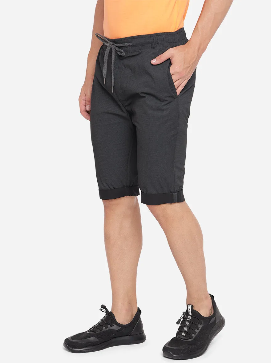 Dark Grey Printed Regular Fit Capri | JadeBlue