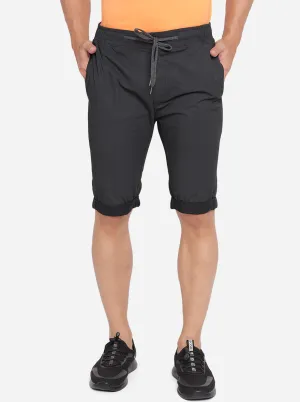 Dark Grey Printed Regular Fit Capri | JadeBlue