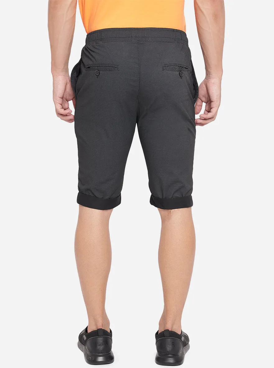 Dark Grey Printed Regular Fit Capri | JadeBlue