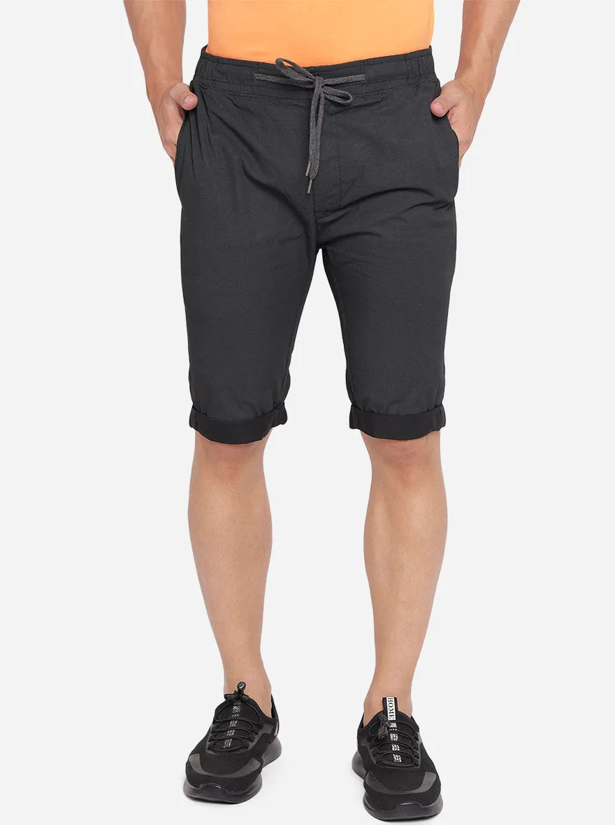Dark Grey Printed Regular Fit Capri | JadeBlue