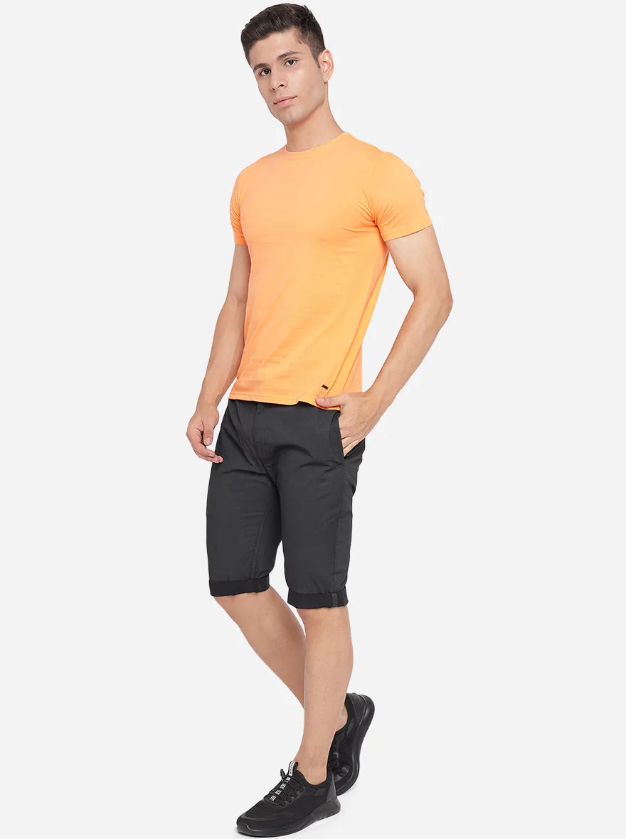 Dark Grey Printed Regular Fit Capri | JadeBlue