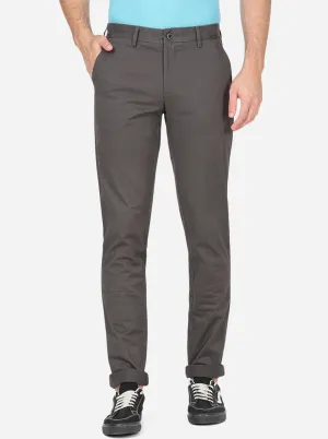 Dark Grey Solid Uno Fit Casual Trouser | JadeBlue
