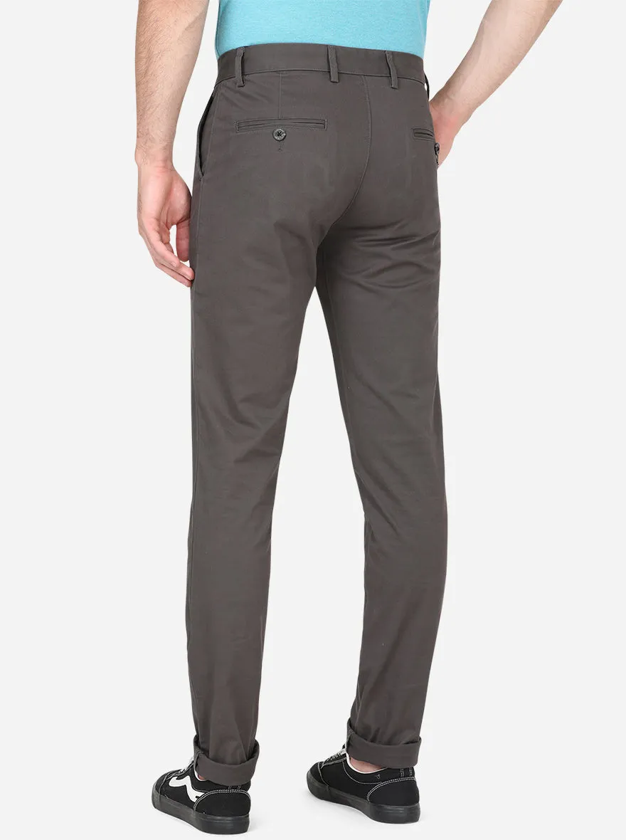 Dark Grey Solid Uno Fit Casual Trouser | JadeBlue