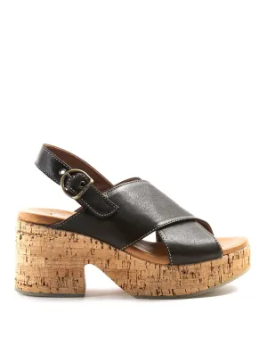 DEVON Black Leather Sandals