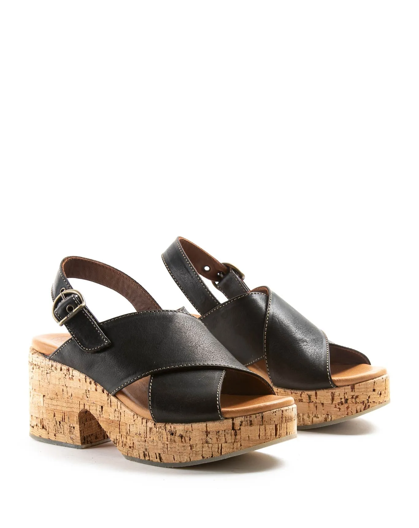 DEVON Black Leather Sandals