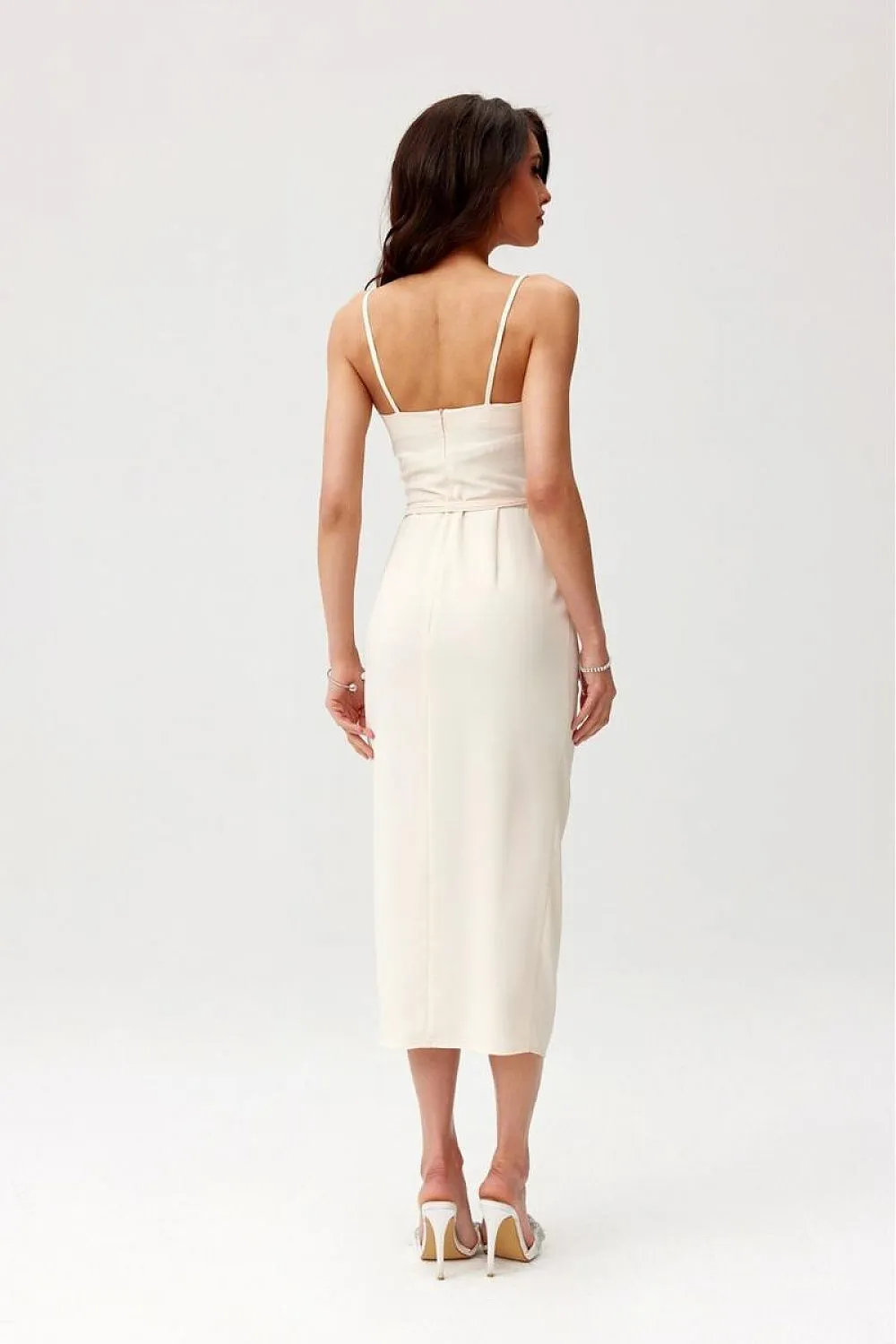 Draped Midi Dress with Rose Detail