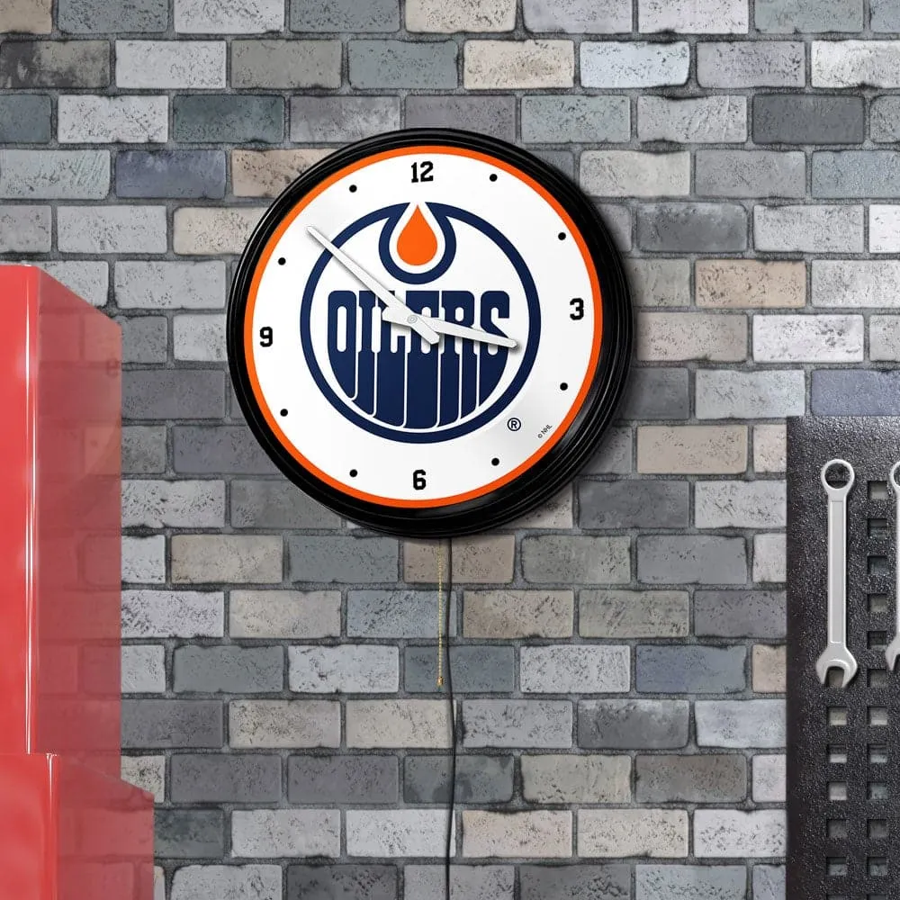Edmonton Oilers: Retro Lighted Wall Clock