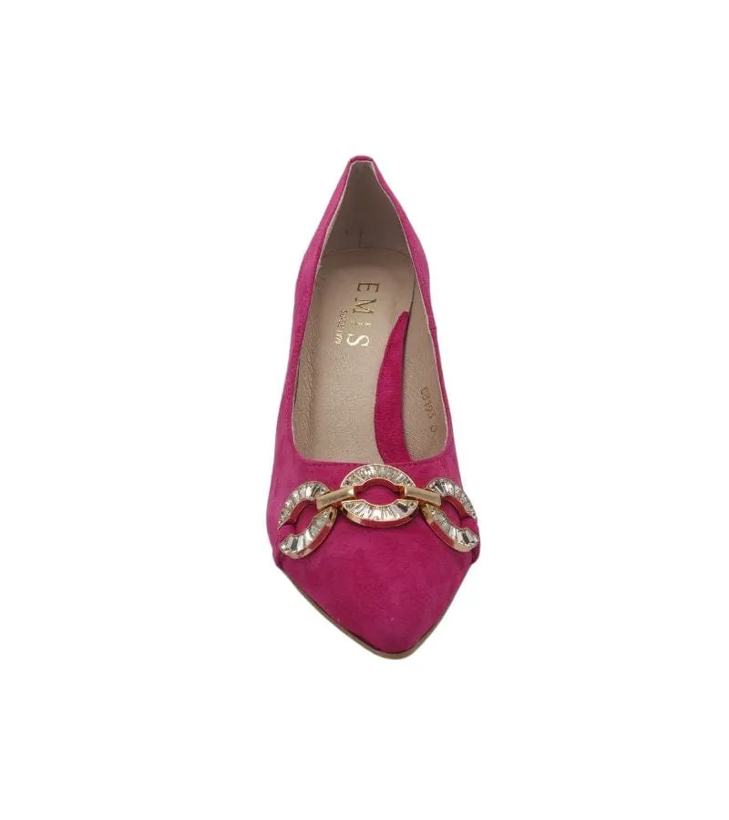 Emis Womens Pink Suede Leather Stiletto Slip On Shoe - Z7237-0230