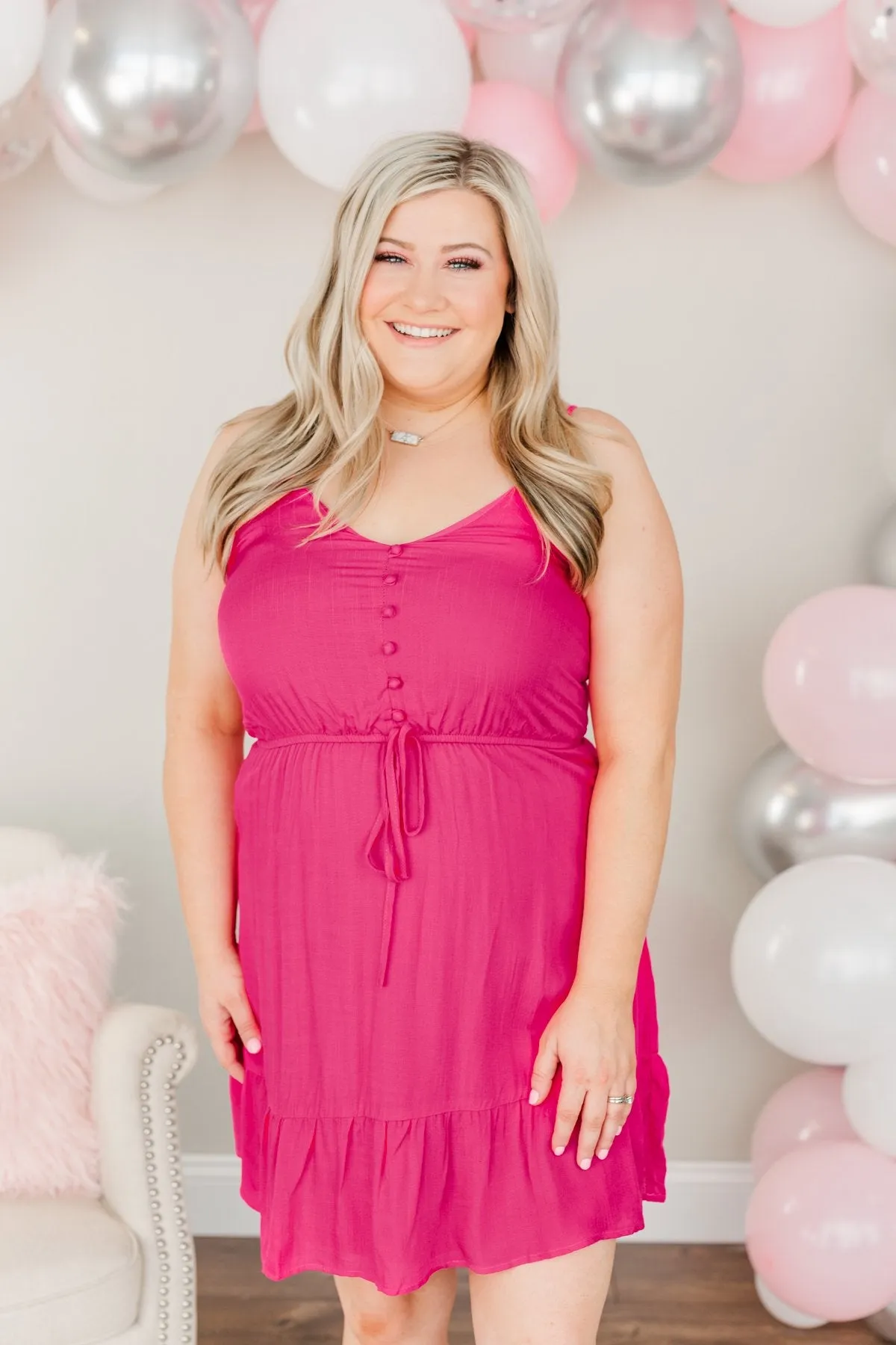 Eternal Love Ruffled Dress- Fuchsia