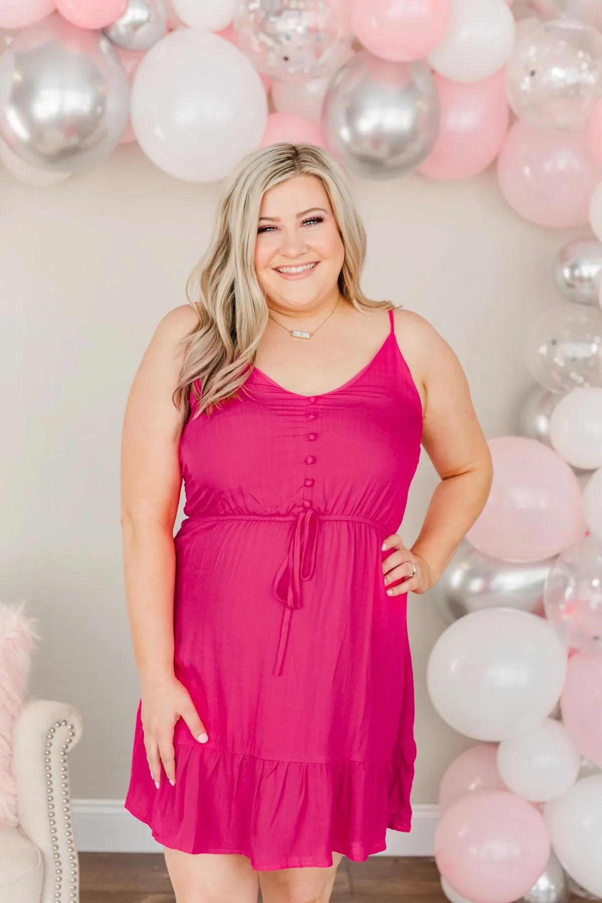 Eternal Love Ruffled Dress- Fuchsia