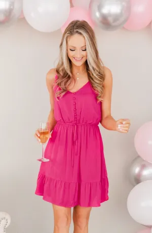 Eternal Love Ruffled Dress- Fuchsia