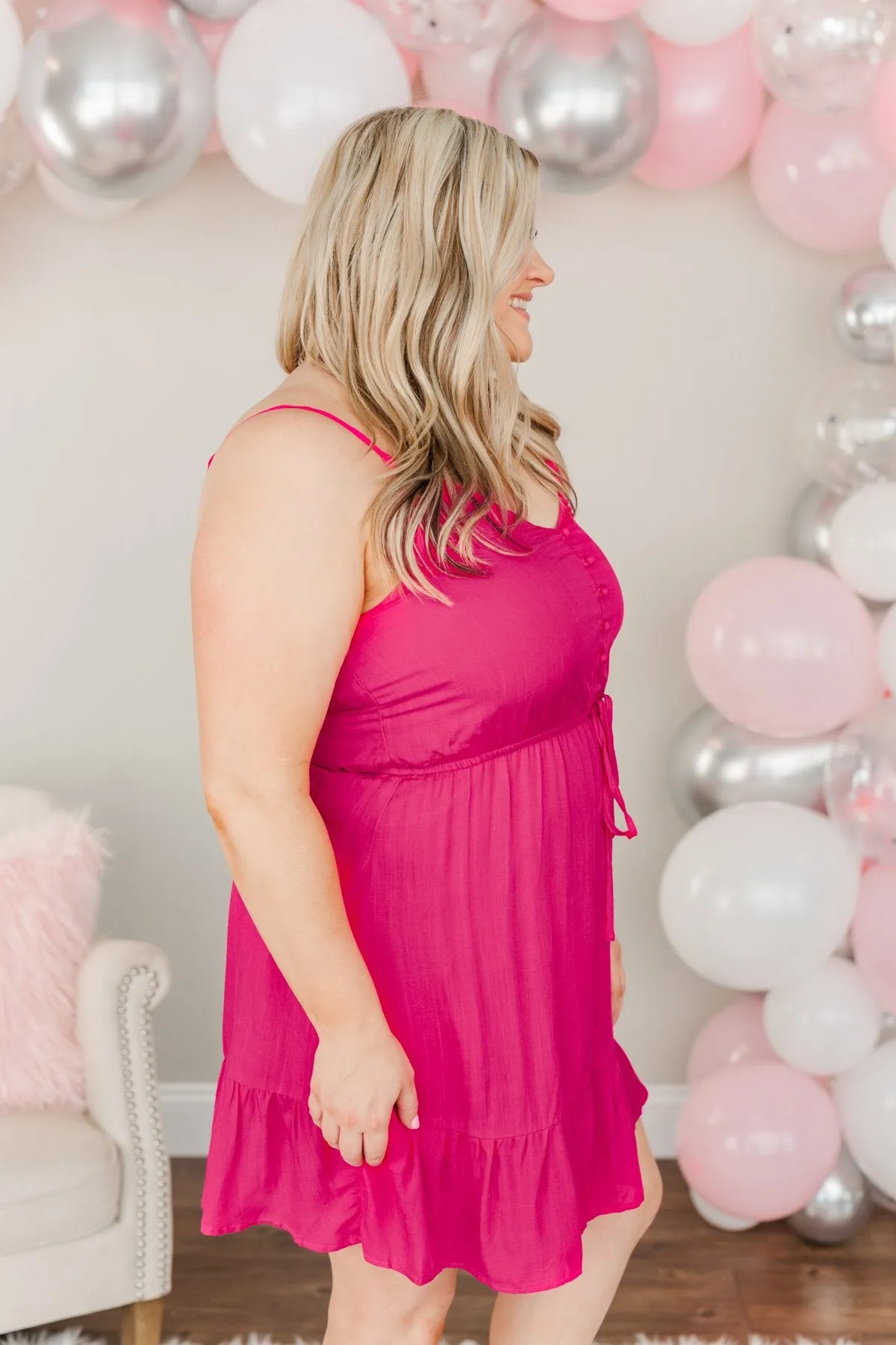 Eternal Love Ruffled Dress- Fuchsia