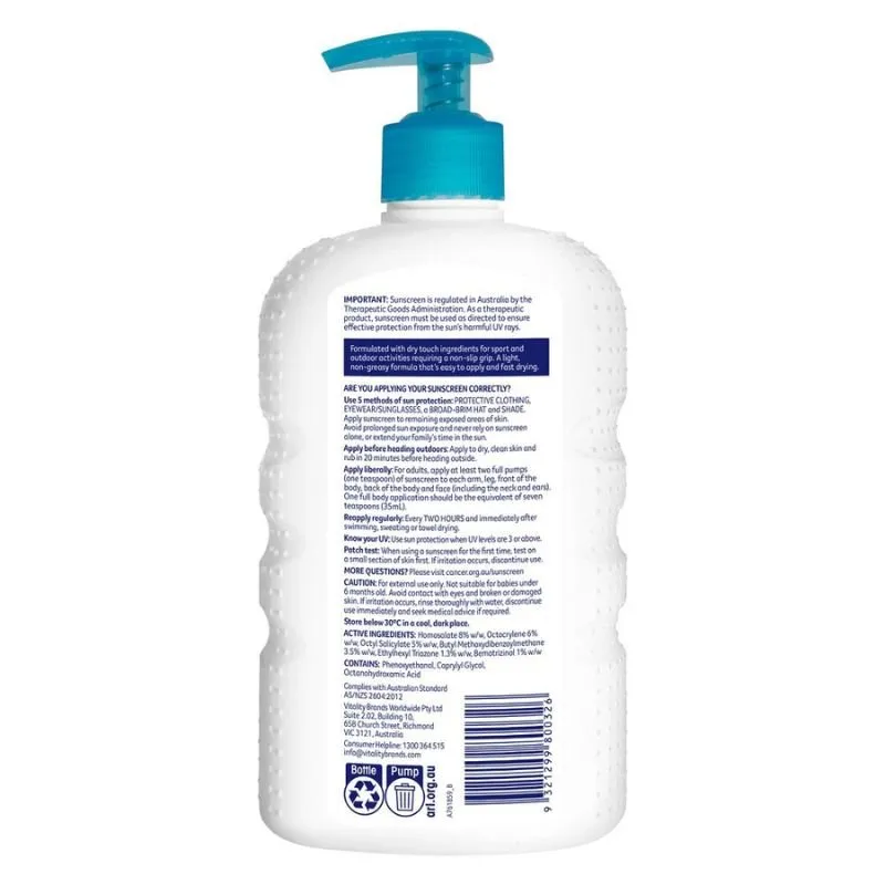 [Expiry: 09/2026] Cancer Council Sport Pump Sunscreen SPF 50  500mL