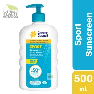 [Expiry: 09/2026] Cancer Council Sport Pump Sunscreen SPF 50  500mL