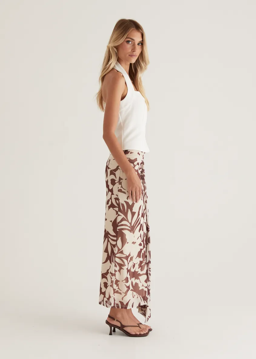 Eyso Mesh Maxi Skirt - Choc Flowers