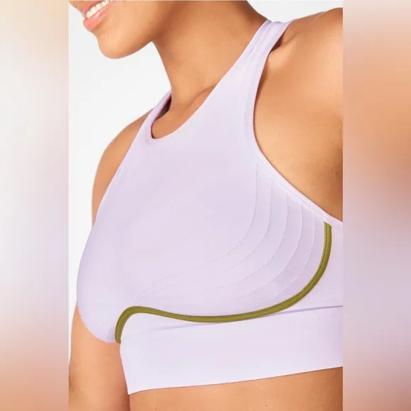 Fabletics Blare Medium Impact Sports Bra Frosted Lilac / Basil Size XS