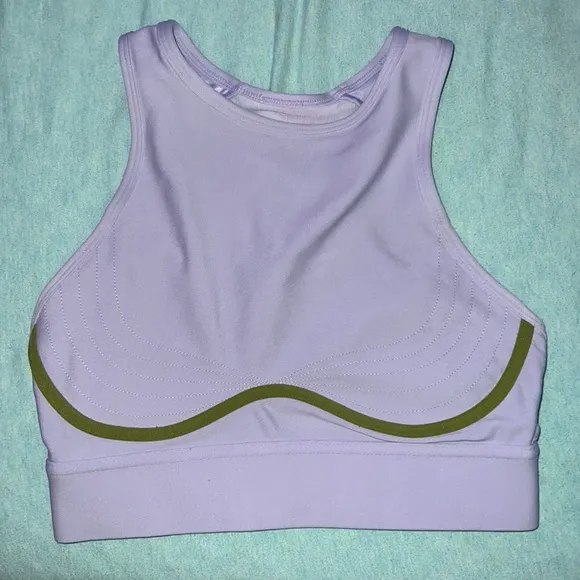 Fabletics Blare Medium Impact Sports Bra Frosted Lilac / Basil Size XS