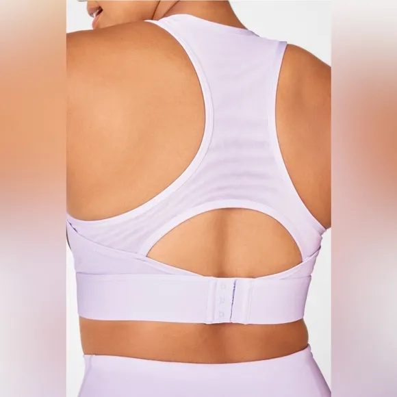 Fabletics Blare Medium Impact Sports Bra Frosted Lilac / Basil Size XS