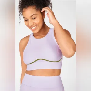 Fabletics Blare Medium Impact Sports Bra Frosted Lilac / Basil Size XS