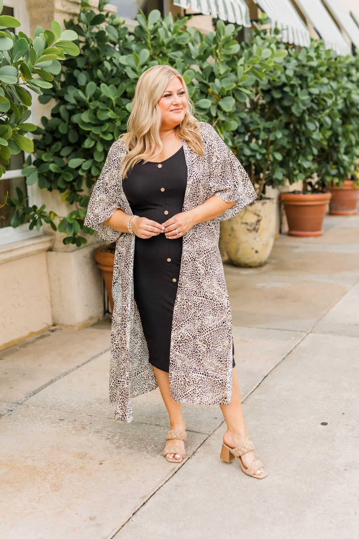 Feet In The Sand Button Dress- Black