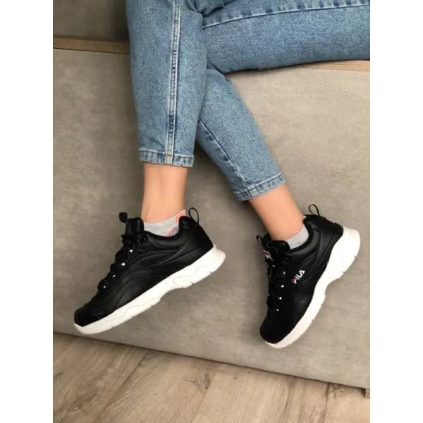 Fila Women's Disarray Black Leather Synthetic Sneakers Shoes