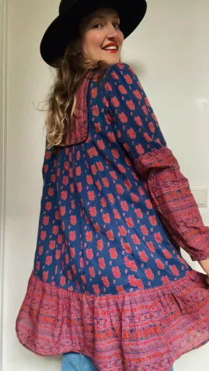 Gauze Block Print Dress