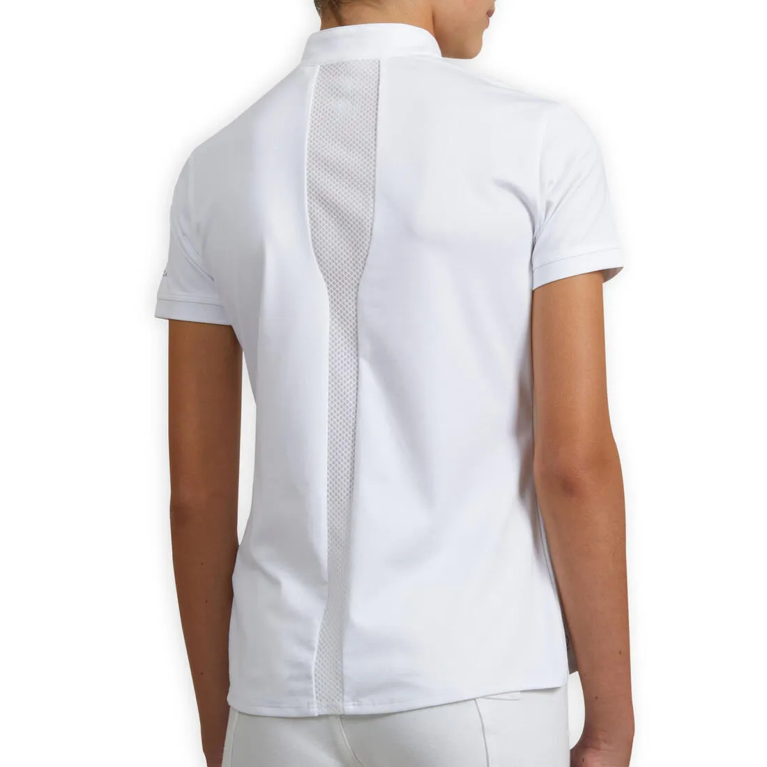 Girls' Short-Sleeved Horse Riding Show Polo Shirt 500 - White