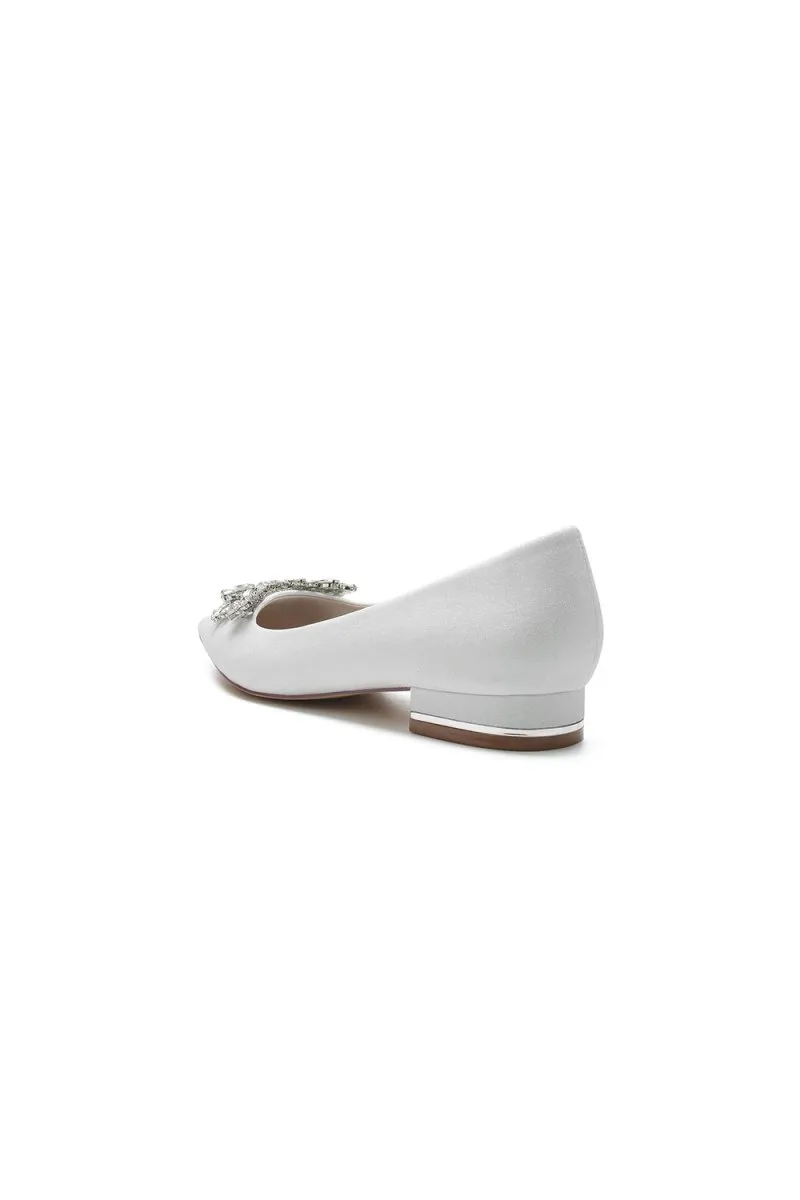 Glitter Pointed Toe Rhinestone Low Heels