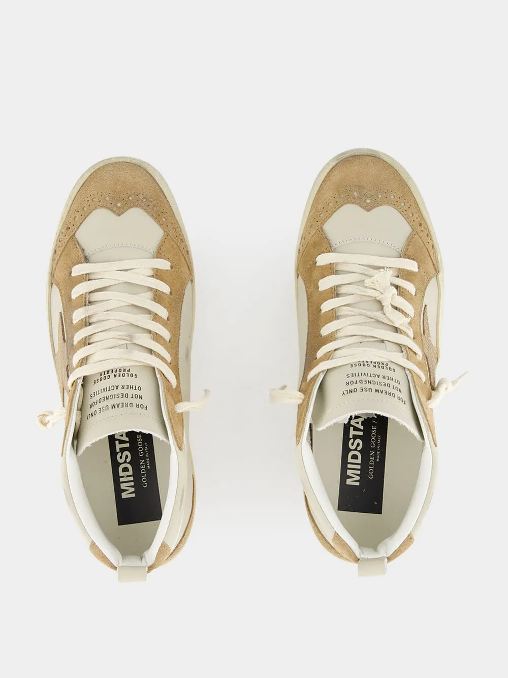 Grey Morn and Light Brown Mid Star Nubuck Leather Sneakers