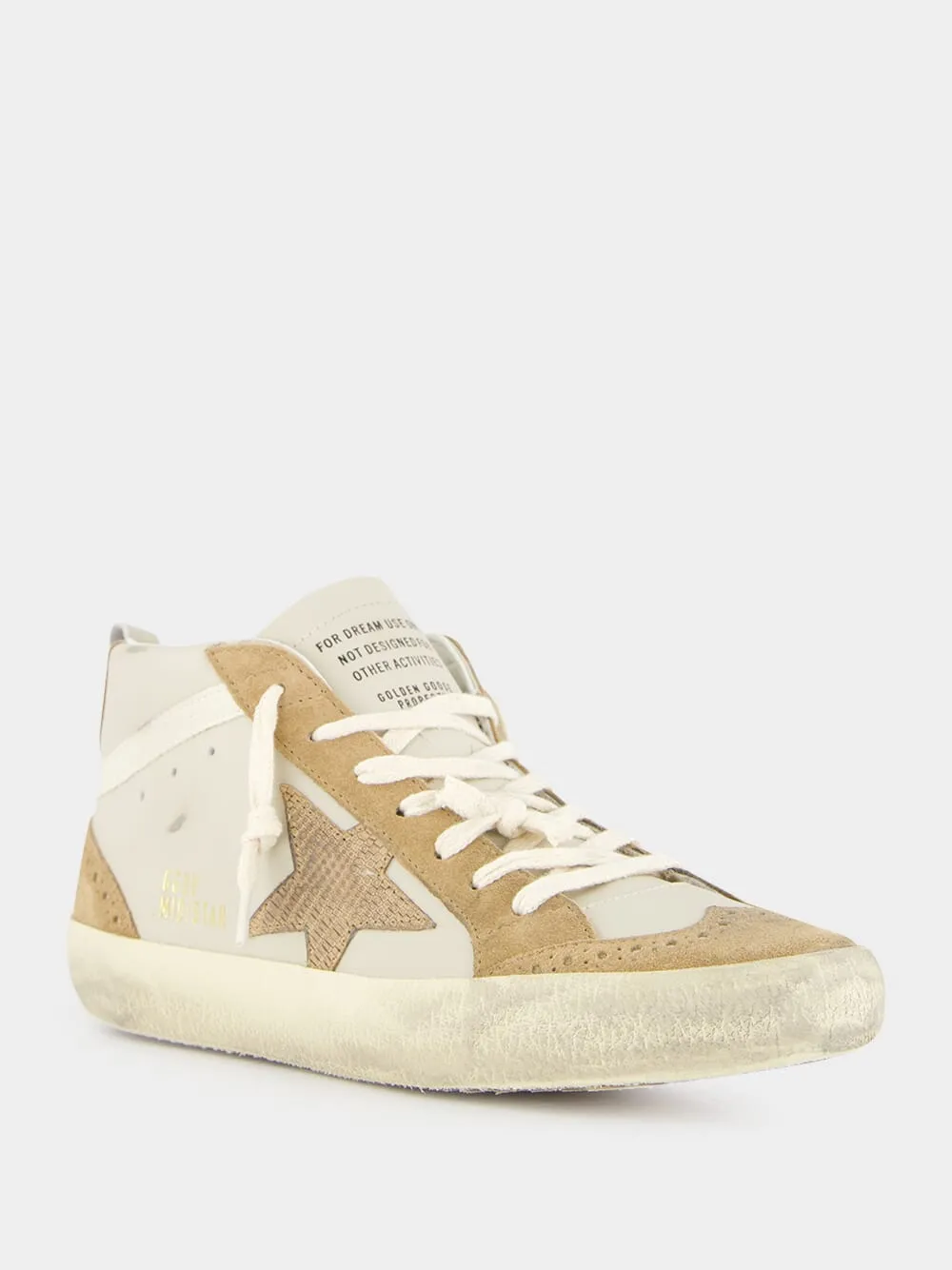 Grey Morn and Light Brown Mid Star Nubuck Leather Sneakers