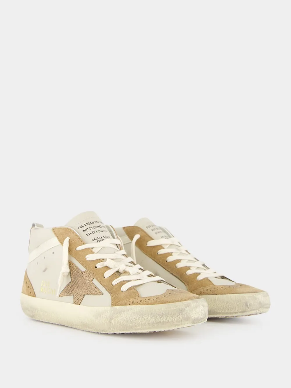 Grey Morn and Light Brown Mid Star Nubuck Leather Sneakers