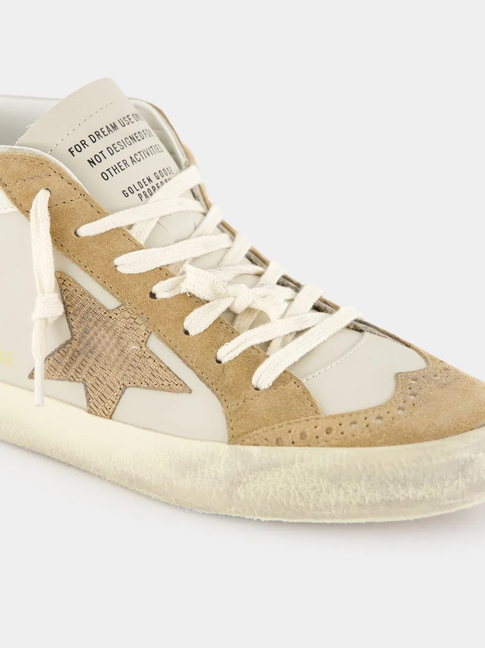 Grey Morn and Light Brown Mid Star Nubuck Leather Sneakers