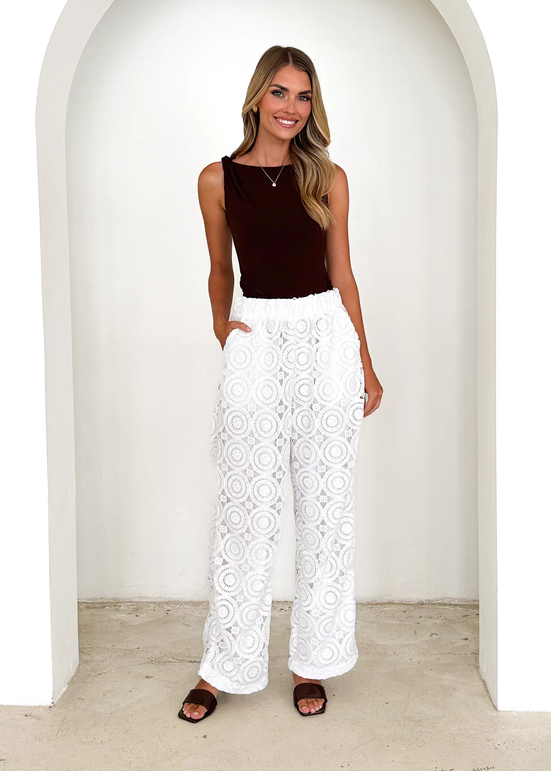 Hathaway Lace Pants - White
