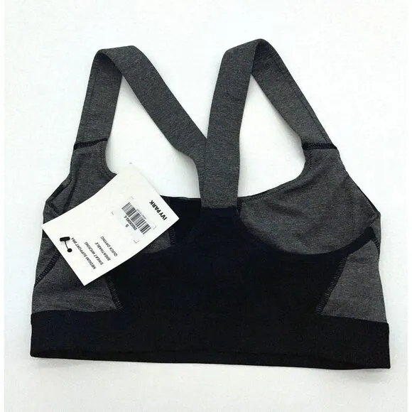 IVY PARK Sports Bra Womens Small Strappy Mesh Gray Black Logo Medium Support New