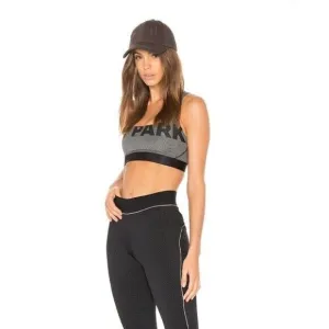 IVY PARK Sports Bra Womens Small Strappy Mesh Gray Black Logo Medium Support New
