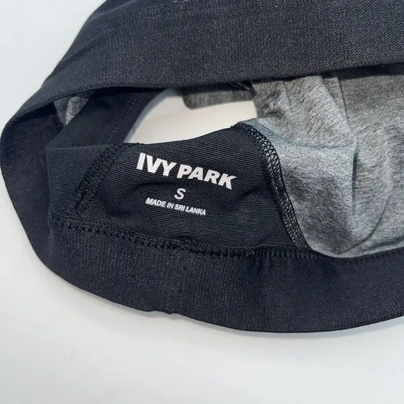 IVY PARK Sports Bra Womens Small Strappy Mesh Gray Black Logo Medium Support New