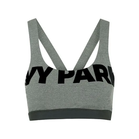 IVY PARK Sports Bra Womens Small Strappy Mesh Gray Black Logo Medium Support New