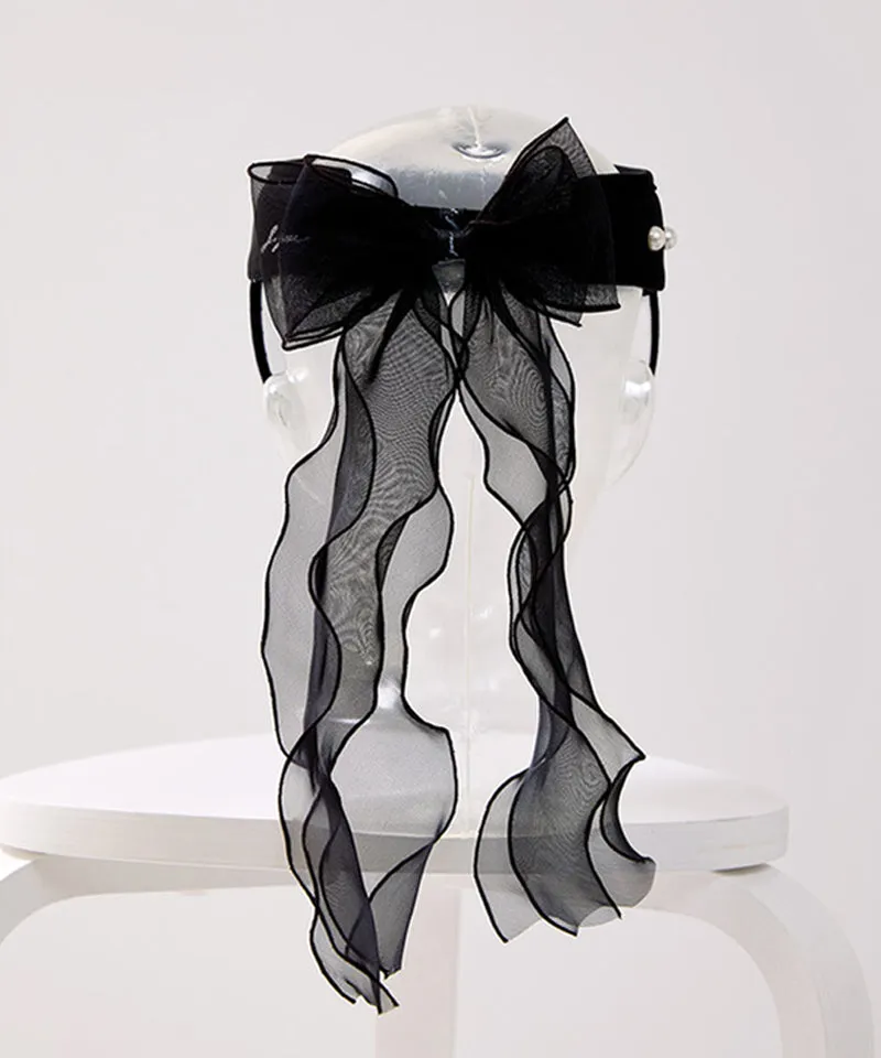 J.Jane Lace Pearl Ribbon Suncap - Black