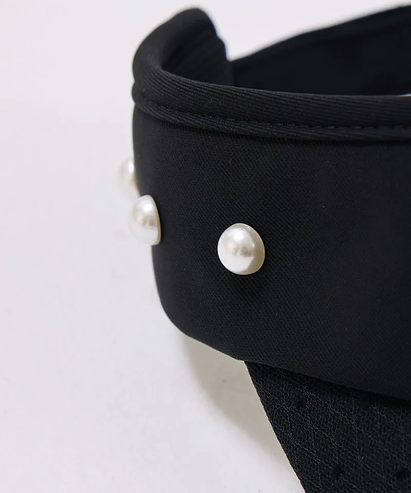 J.Jane Lace Pearl Ribbon Suncap - Black