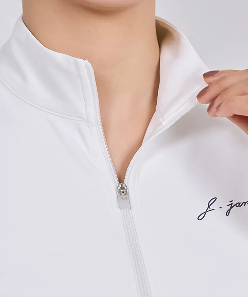J.Jane Mesh Sleeve Cropped Jacket - White