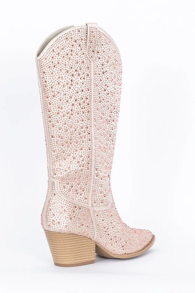 June Taupe Rhinestone Boots SALE