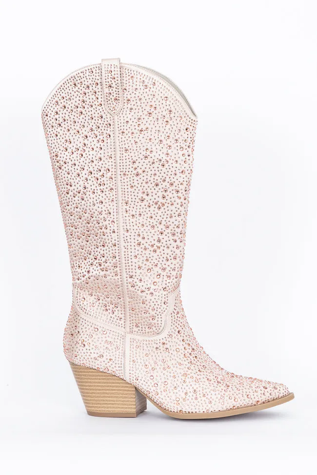 June Taupe Rhinestone Boots SALE