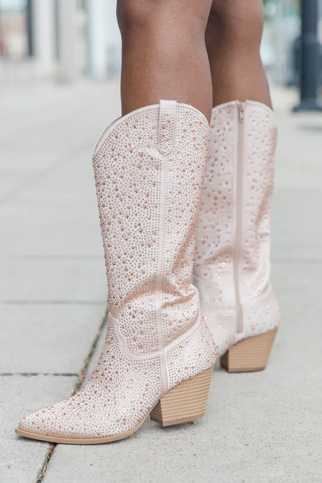 June Taupe Rhinestone Boots SALE
