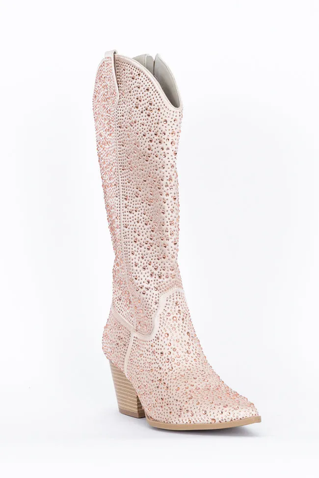 June Taupe Rhinestone Boots SALE