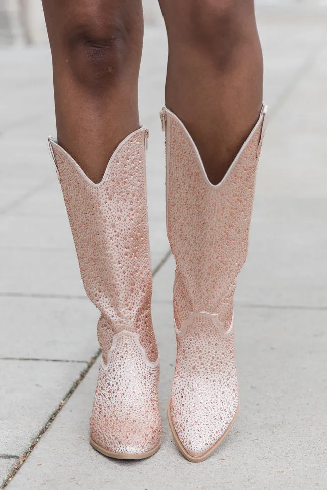 June Taupe Rhinestone Boots SALE