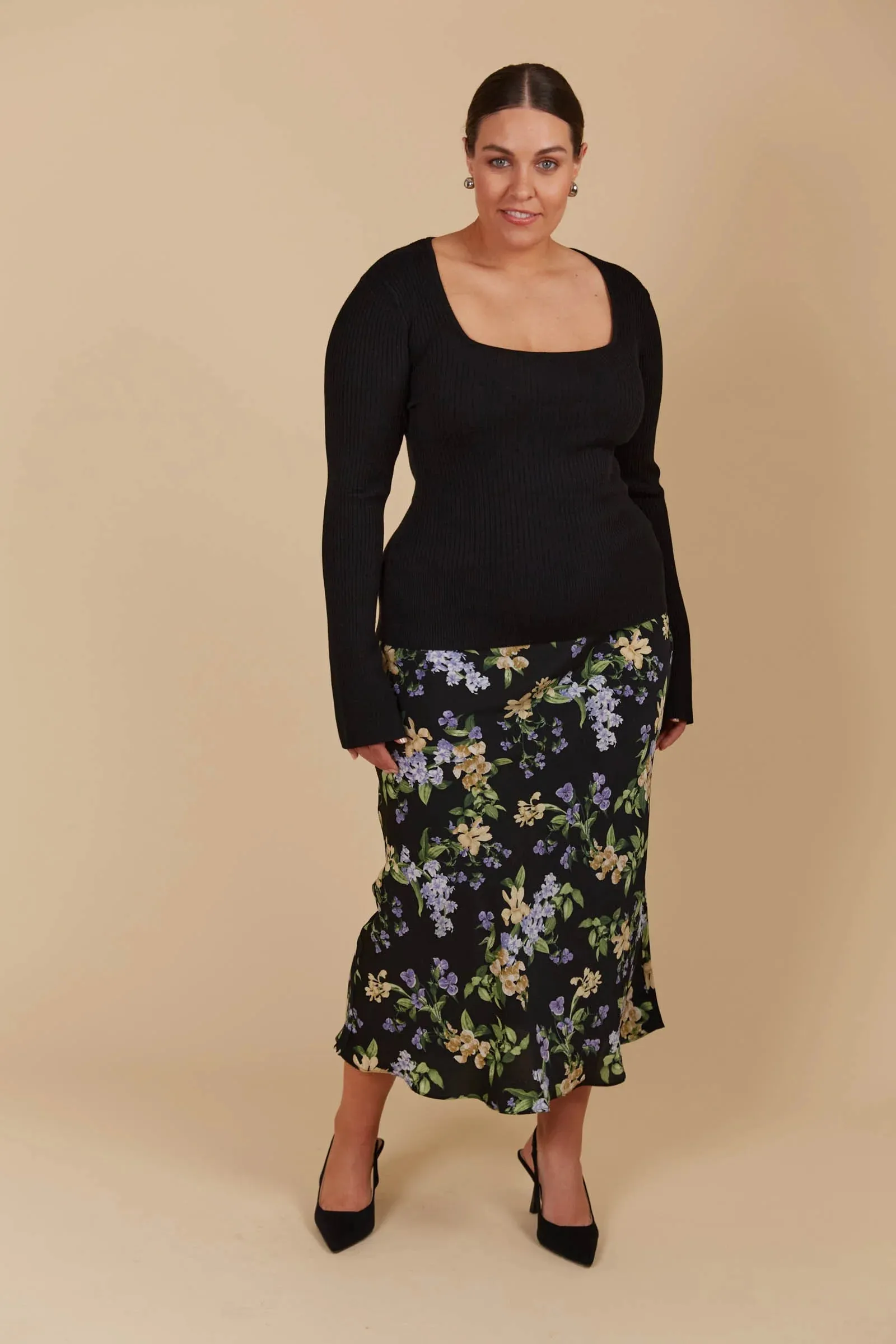 Juno Square Neck Top  - Onyx